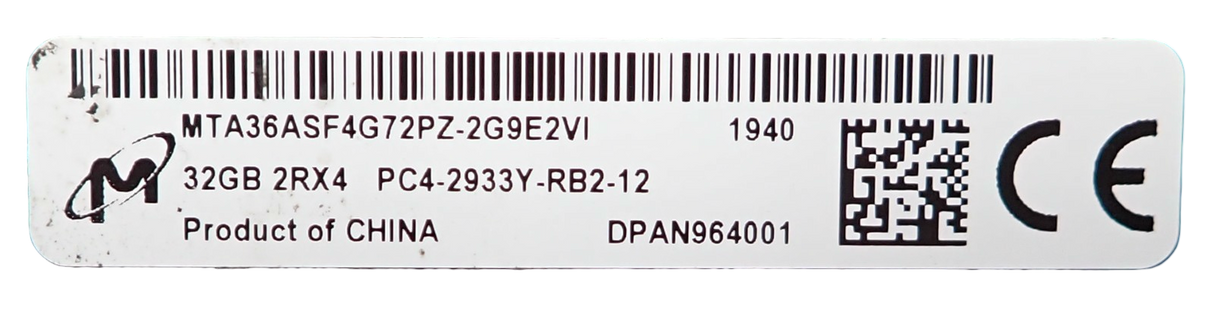 Lenovo 32GB 2Rx4 PC4-2933Y DDR4 REG ECC Server Memory MTA36ASF4G72PZ-2G9 01KR355