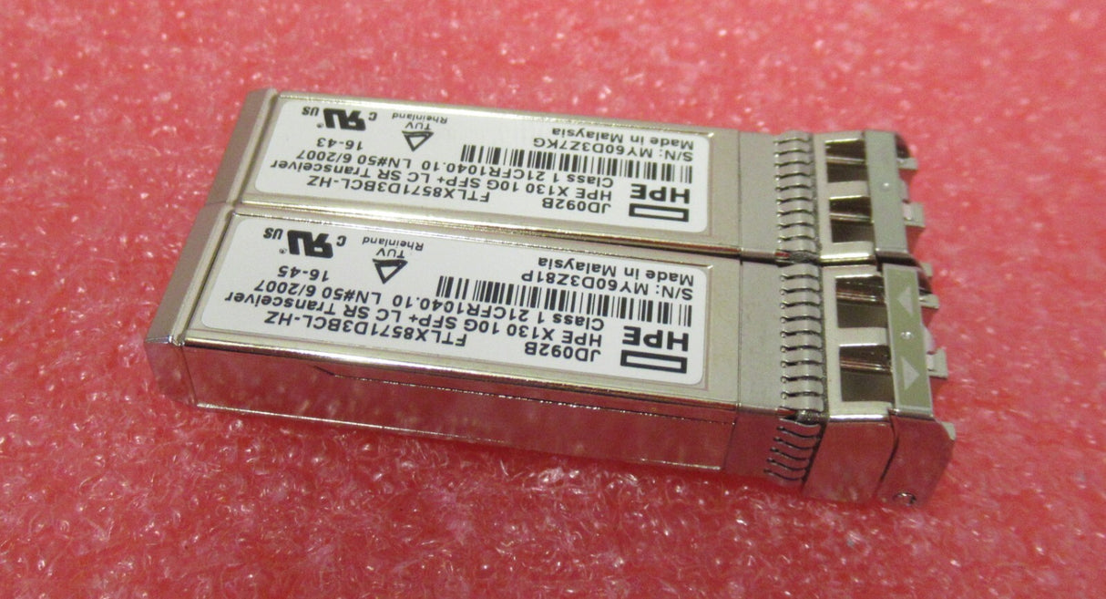 2 x HPE ProCurve JD092B 10Gbps 1000Base-SR Multi-Mode 300m 850nm SFP+Transceiver