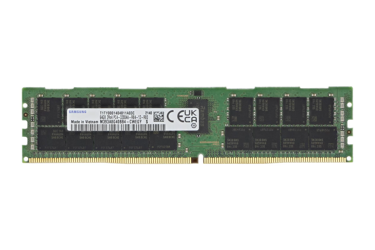 Samsung 64GB 2Rx4 PC4-3200AA DDR4-25600 ECC RDIMM Memory M393A8G40BB4-CWE