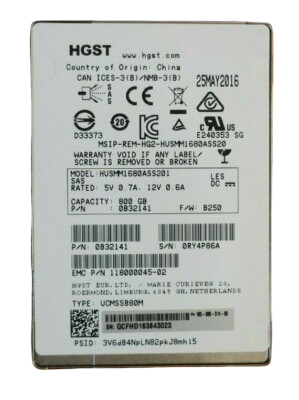 HGST 800GB SAS 2.5" 12G MLC Enterprise Solid State Drive SSD HUSMM1680ASS201
