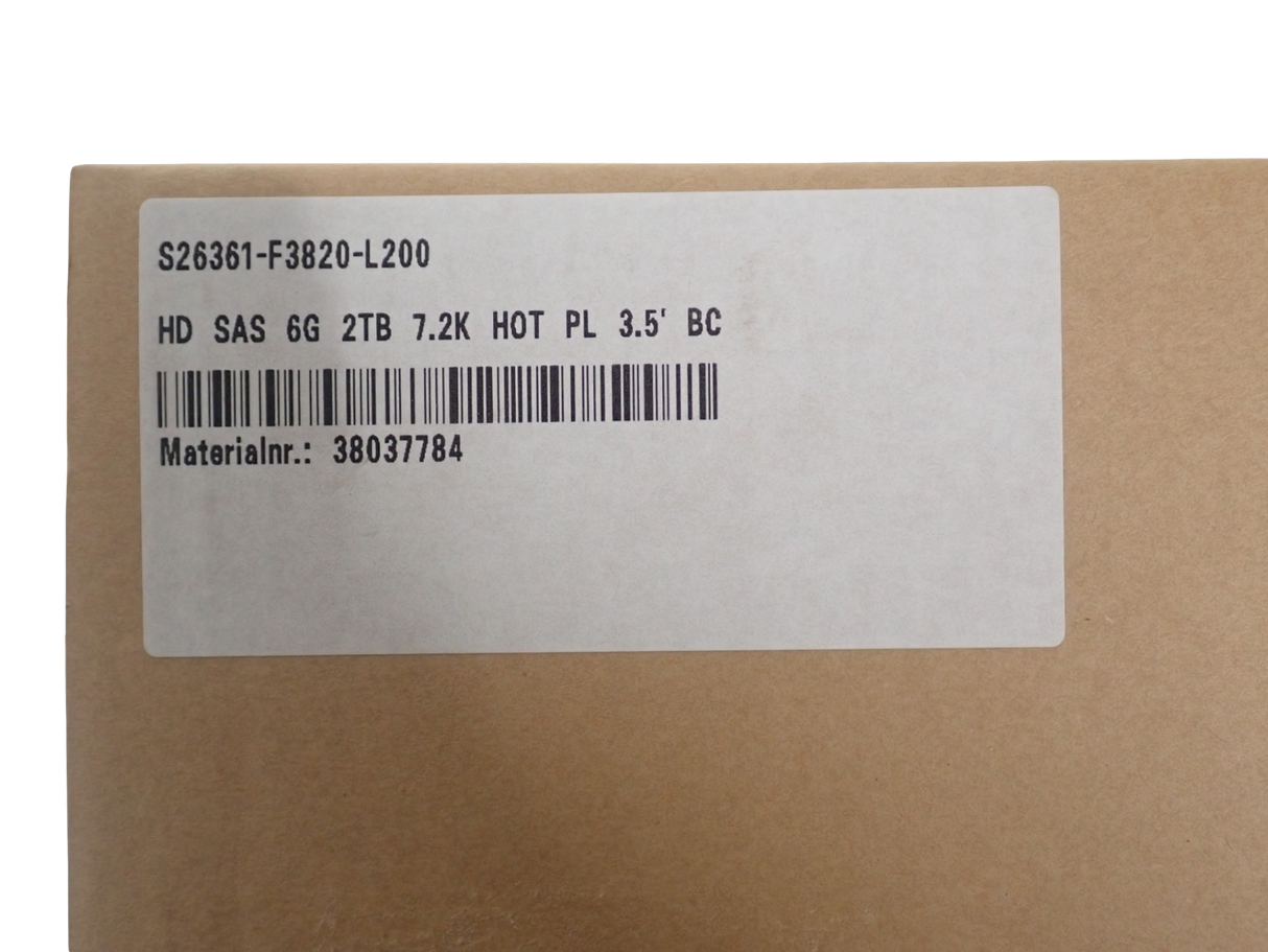 NEW Fujitsu Primergy 2TB 7.2K SAS 6G 3.5" LFF HotPlug HDD S26361-F3820-L200