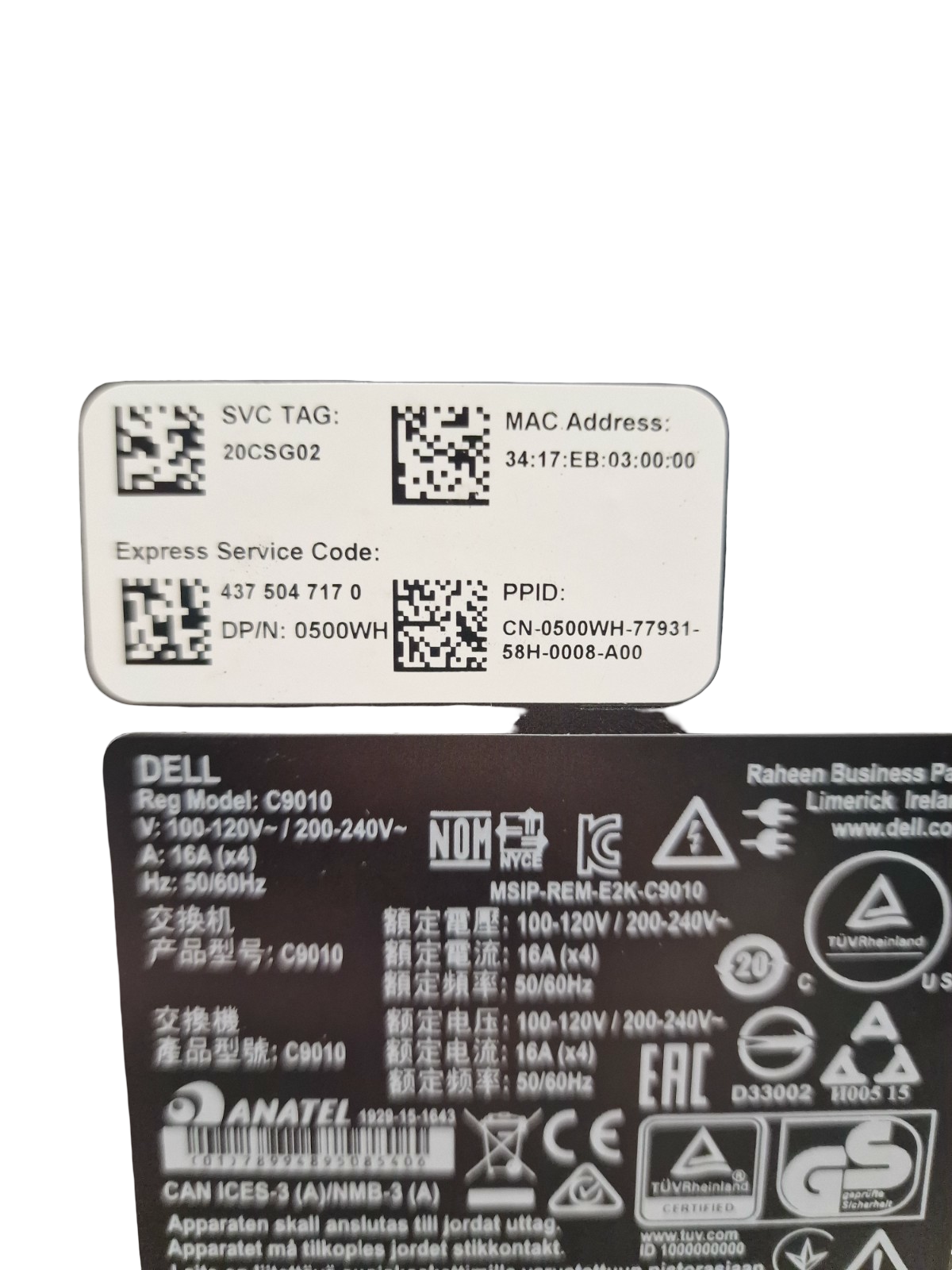 Dell Networking C9010 Modular 10-Slot Switch Chassis + RPM-2.56T Module + 1x PSU