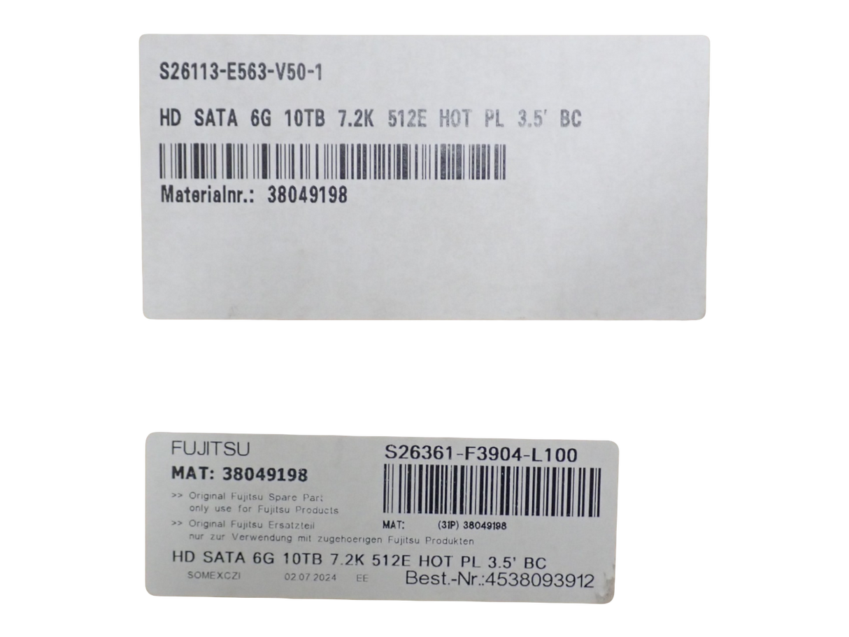 NEW Fujitsu 10TB 6G 7.2K RPM 512E SATA LFF HDD Hard Drive S26361-F3904-L100