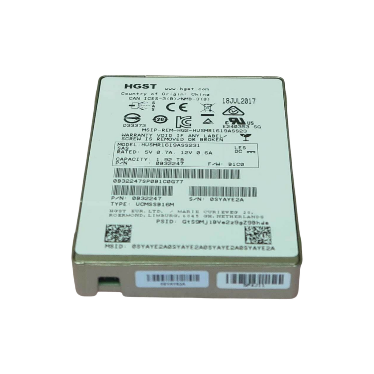 Hitachi Ultrastar 1.92TB SAS 12G 2.5" MLC NAND Enterprise SSD HUSMR1619ASS231