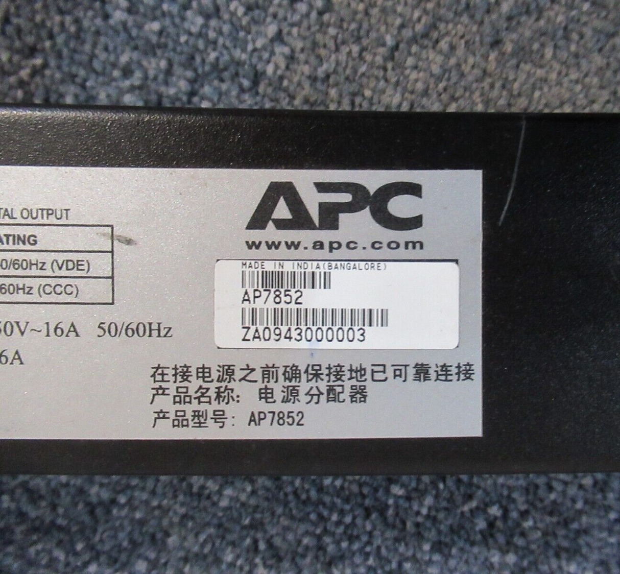 APC AP7852 20xC13 4xC19 ZeroU Switched Rack PDU Power Distribution Unit 230V 16A