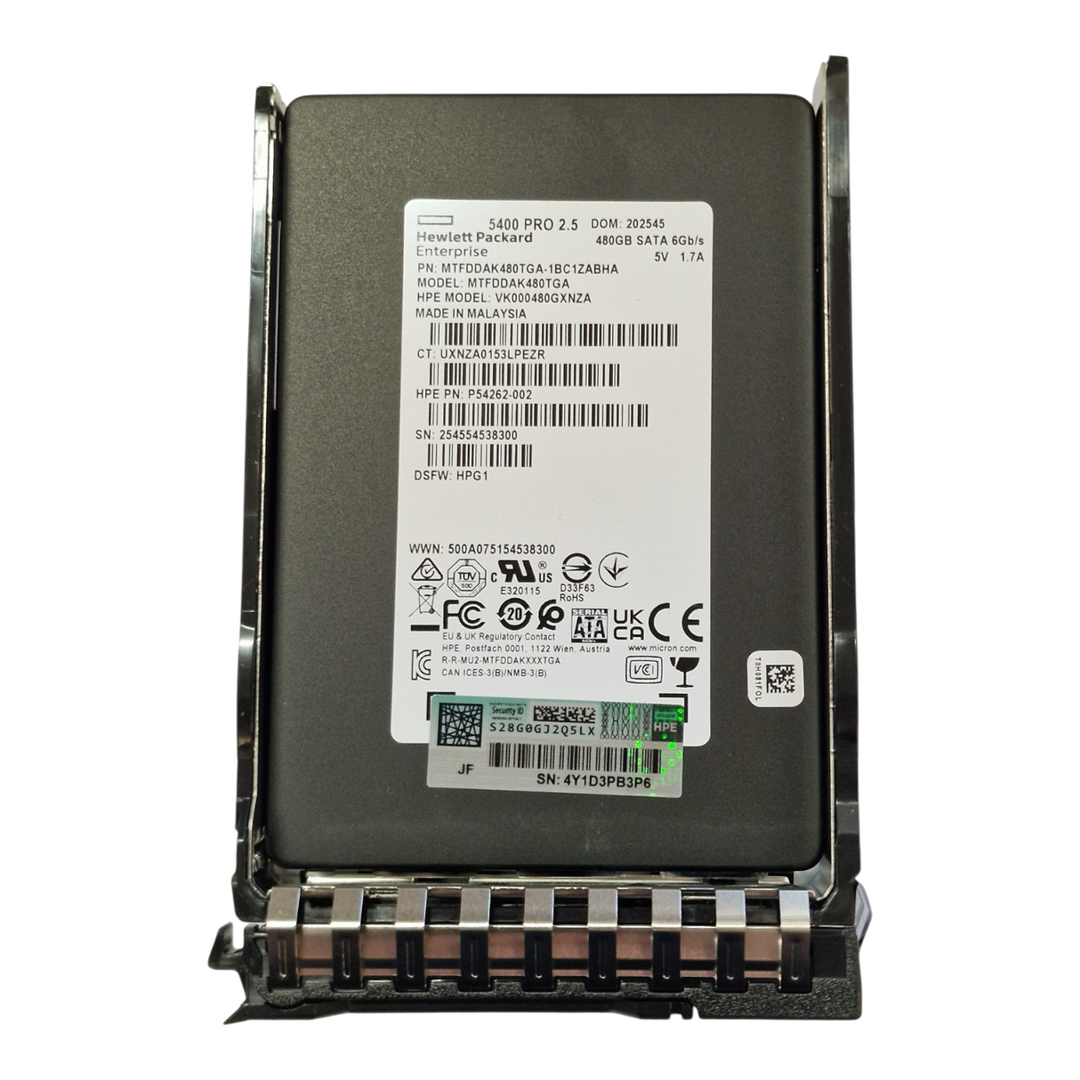 HPE 480GB SATA 6G 2.5" SFF Read Intensive SSD Solid State Drive P40497-B21