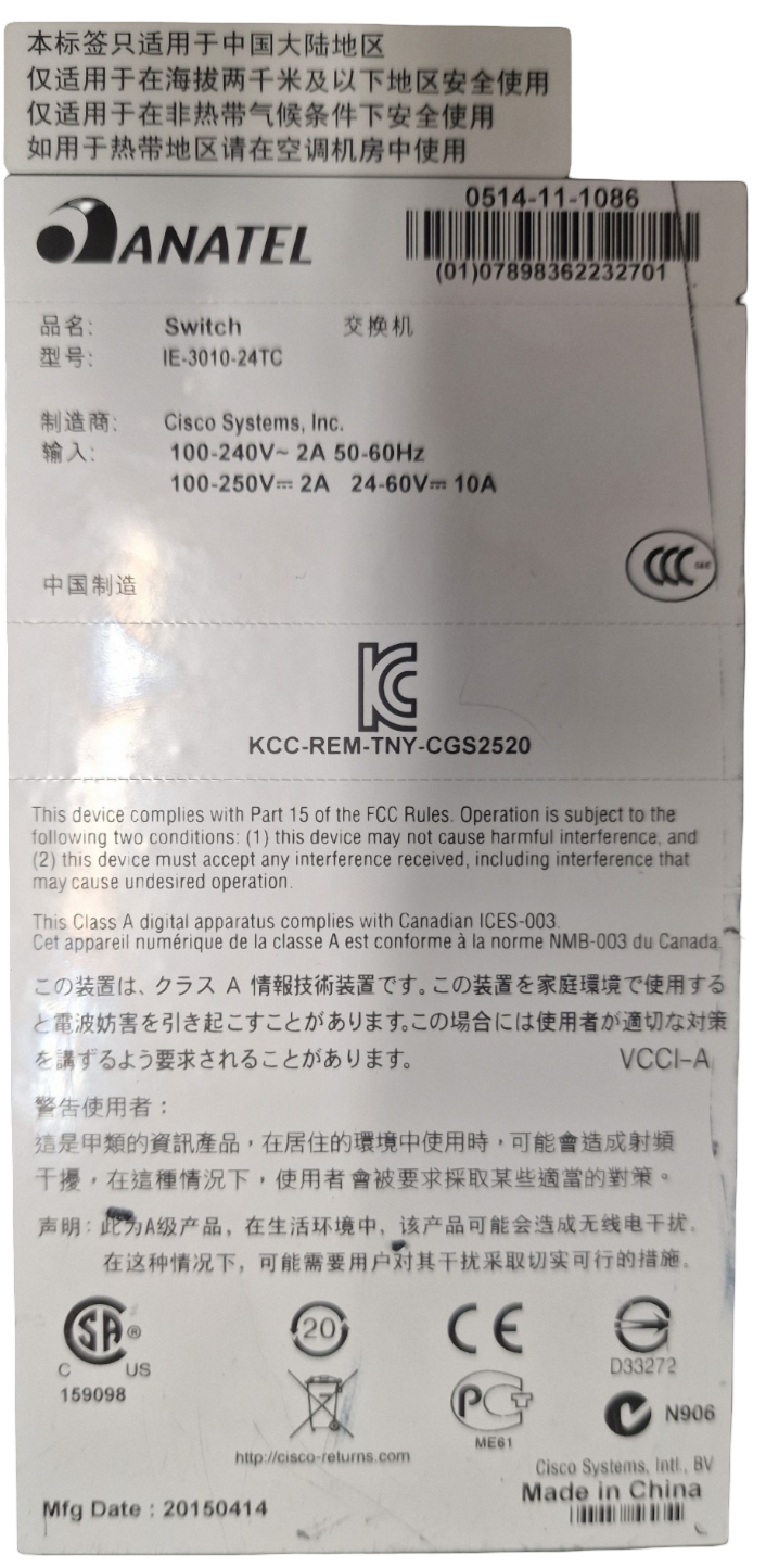Cisco Industrial Ethernet IE-3010-24TC 24x 10/100 RJ45 2x 1GE Combo L2 Switch