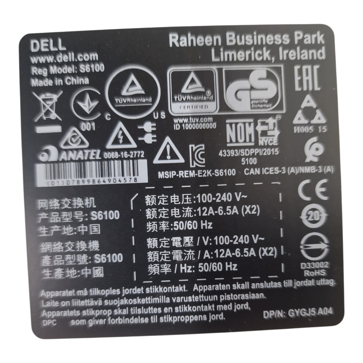 Dell Networking S6100-ON NA Modular Switch 32x100G QSFP28 OS9