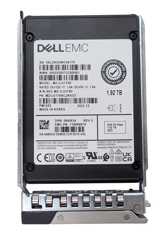 Dell 1.92TB SAS 24G SFF 2.5" RI SSD MZ-ILG1T90 NRR34 +14/15/16/17th Gen Caddy
