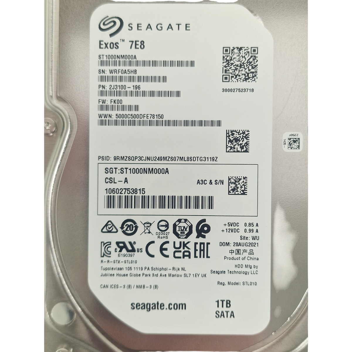 Fujitsu 1TB 7.2K 6G SATA 2.5" Hot Plug HDD S26461-F3951-L100