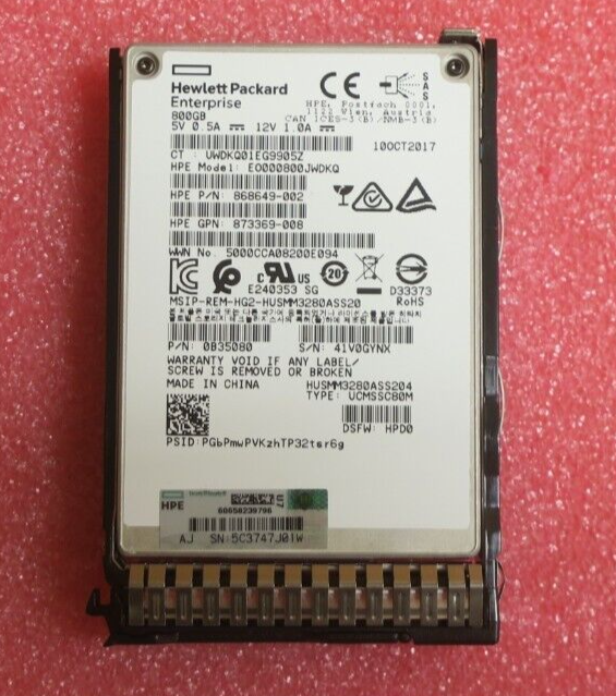 HP 800GB SAS 12G 2.5" Hot-Plug WI Solid State Drive SSD 873564-001 873355-B21