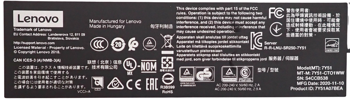 Lenovo ThinkSystem SR250 1x Xeon E/Core i3 CPU 4-DIMM 4x 3.5" Bay 1U CTO Server