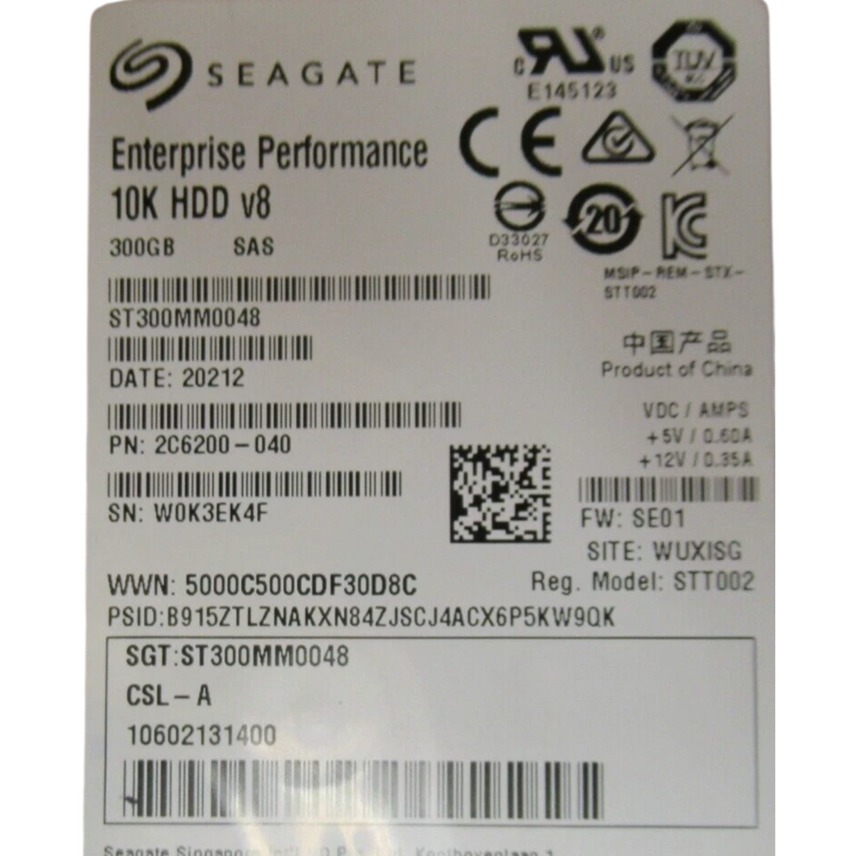 New Fujitsu 300GB 10K SAS 12G 2.5" Hot-Plug HDD ST300MM0048 S26361-F5729-L130