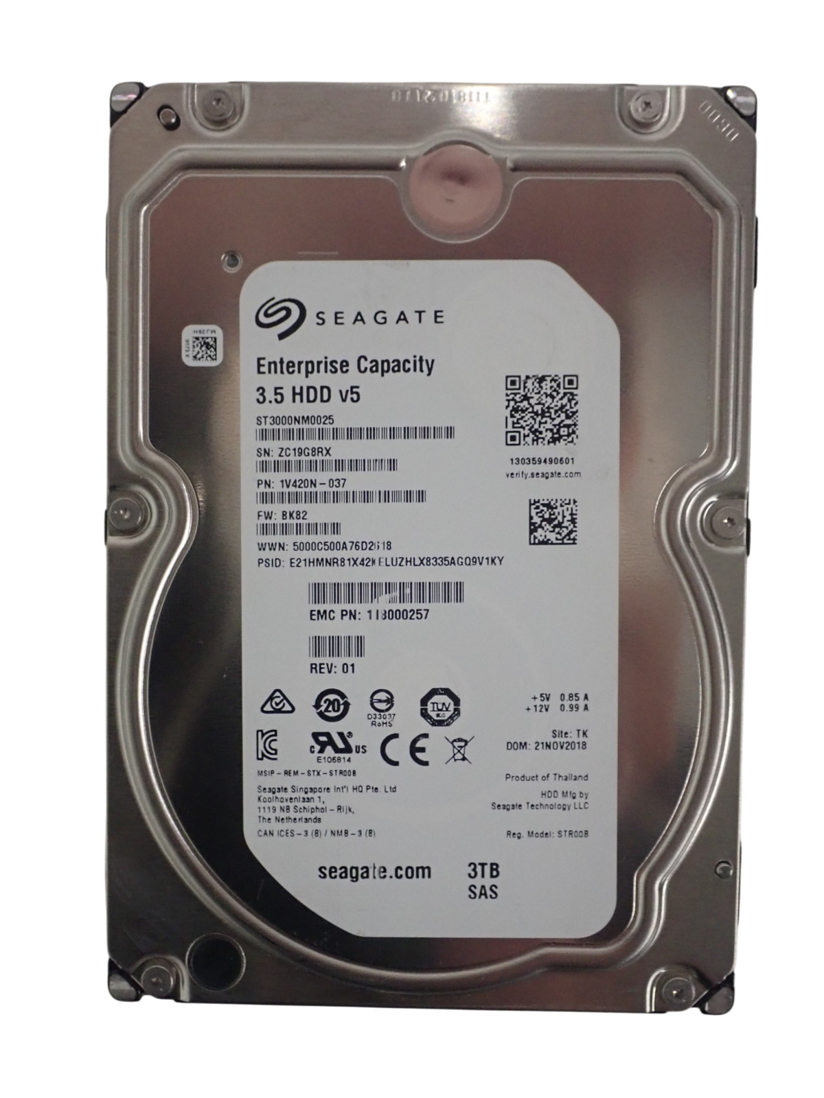 EMC Seagate Enterprise 3TB 3.5'' SAS 6Gb/s 7.2K 128MB HDD 118000257 ST3000NM0025