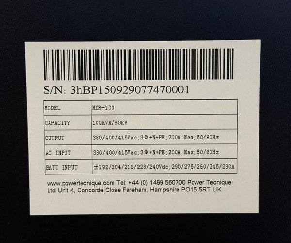 Power Tecnique MXR-100 100kVA 90Kw 3:3 Phase Hipower Modular Data Centre UPS