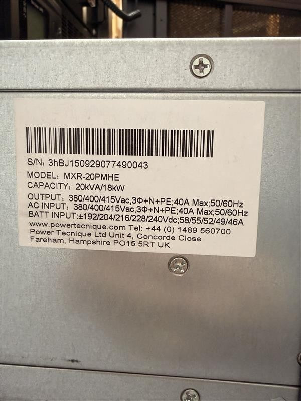 Power Tecnique MXR-100 100kVA 90Kw 3:3 Phase Hipower Modular Data Centre UPS