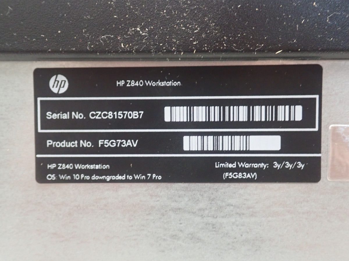 HP WorkStation Z840 16xDDR4 4x Internal LFF Bay CTO Tower Workstation PC F5G73AV