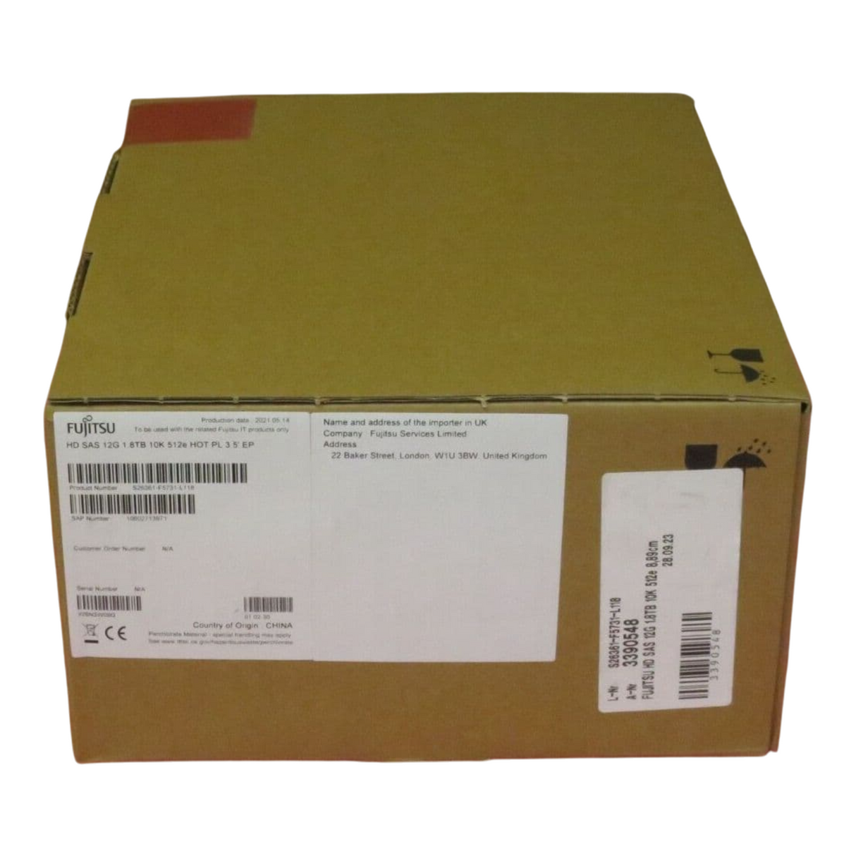 New Fujitsu 1.8TB 10K SAS 12G 512E Hot Plug 3.5" HDD S26361-F5731-L118