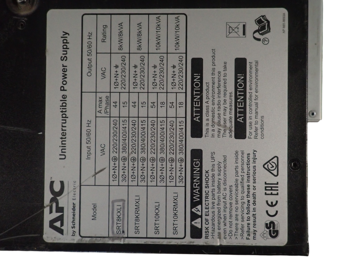 APC Smart-UPS SRT 8000VA RM UPS SRT8KRMXLI Rack Mount UPS