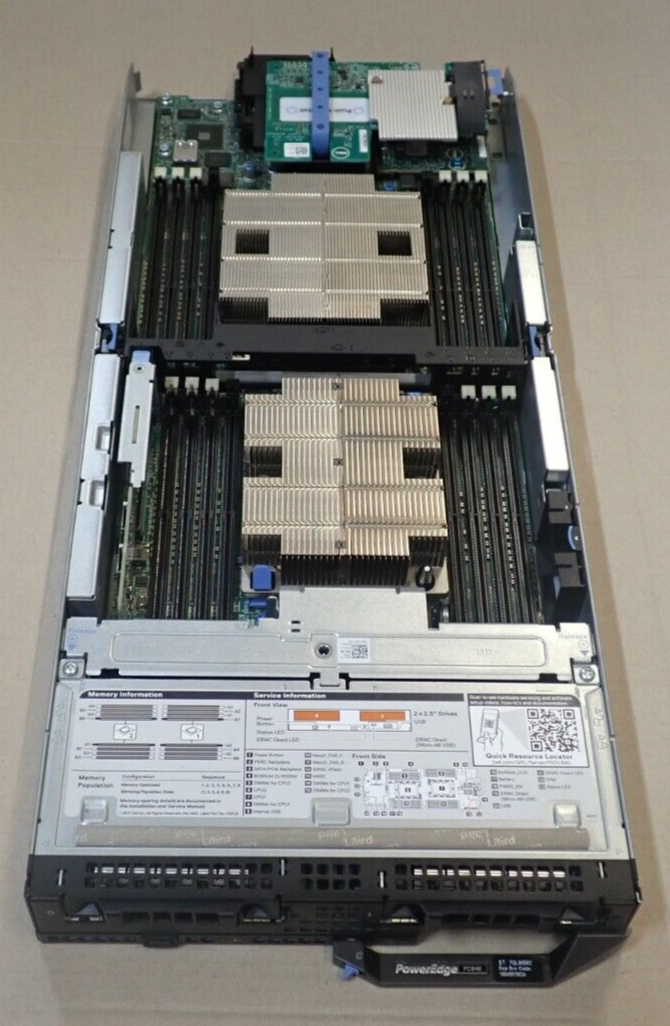 Dell PowerEdge FC640 2x 12C Gold 6126 192GB RAM 2x 480GB SSD 2-Bay Blade Server