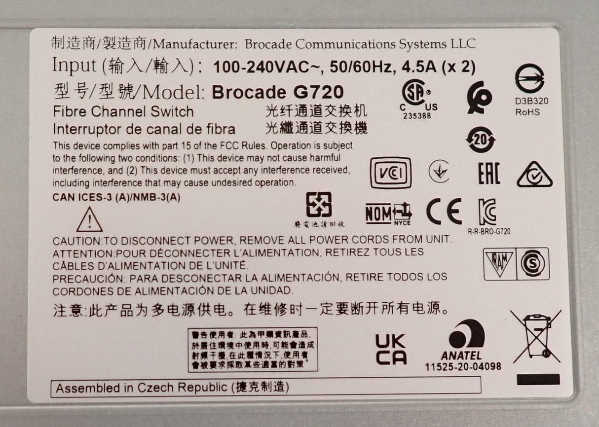 Brocade G720 48x 64GbE SFP+ + 8x 2x64G SFP-DD Port (24-Act) B2F 1U FC SAN Switch