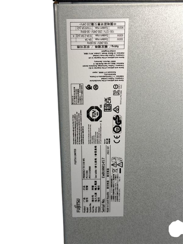 New Fujitsu Primergy TX1330 M5 1 x Intel E-2300 CPU 4-DIMM 4xLFF Bay CTO Server