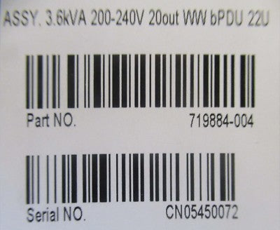New HPE H5M57A Basic 3.6kVA 240V/16A 20 Outlets C13/Vertical WW PDU 719884-004