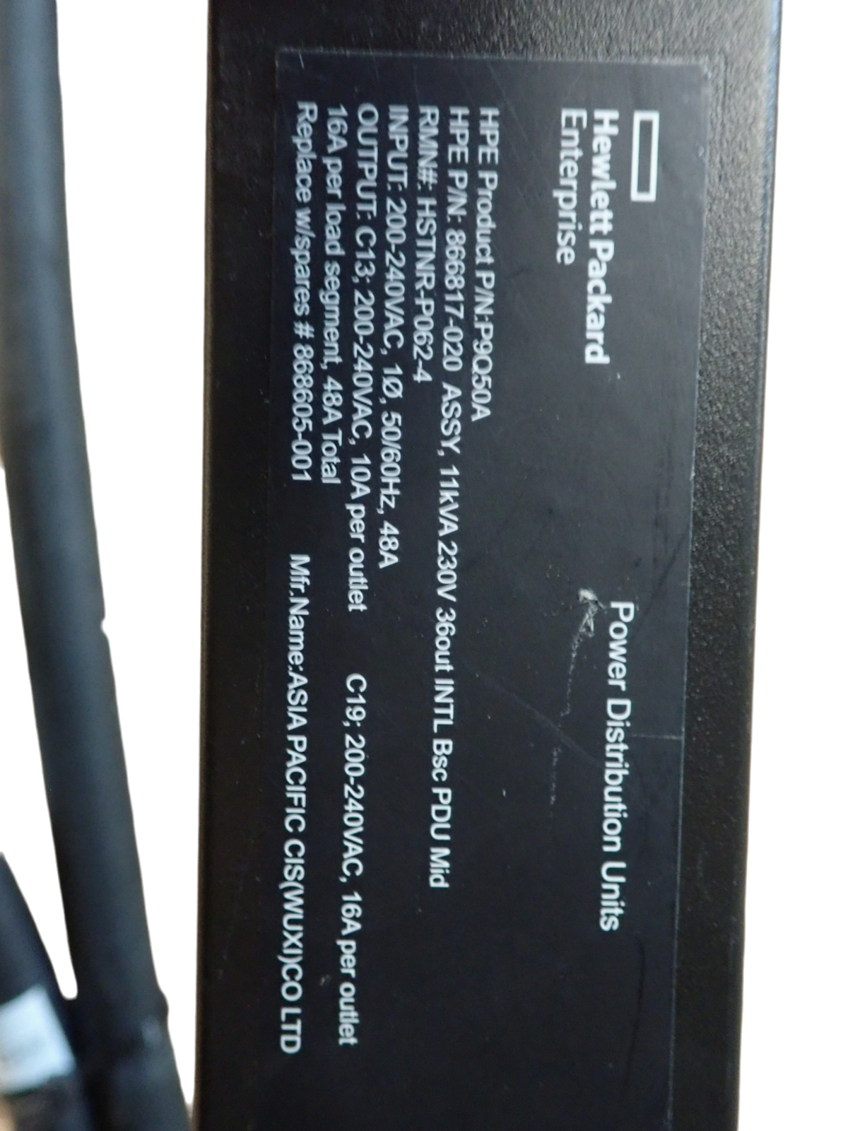 HPE G2 P9Q50A 30xC13 9xC19 1Ph 11kVA 48A 240V Rack 0U PDU 866817-020 868605-001