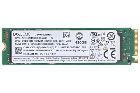 NEW Dell 08M01 480GB TLC PCI-E 3.0 x4 NVMe Read Intensive M.2 2280 Internal SSD