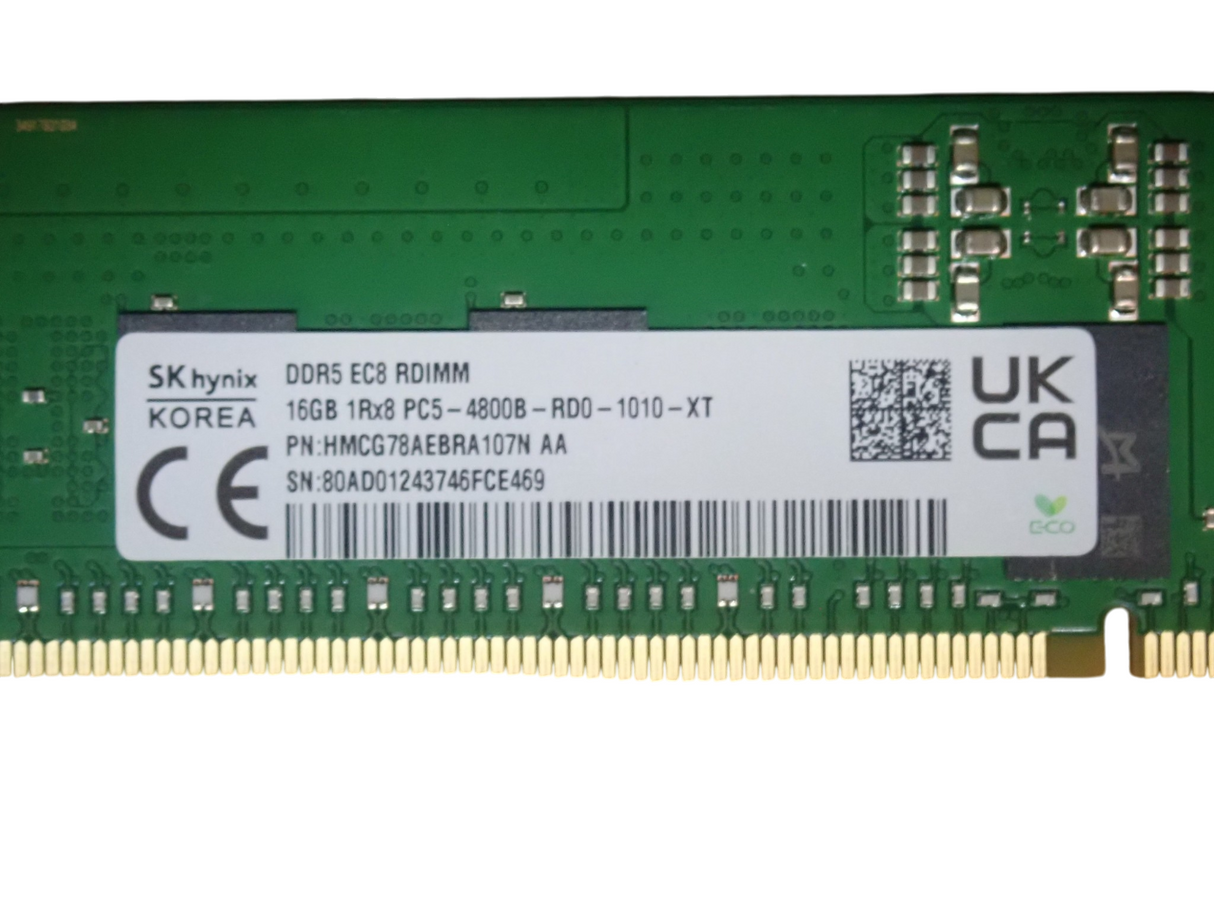 NEW SK Hynix 16GB 1Rx8 PC5-4800B DDR5-38400 ECC EC8 RDIMM Memory HMCG78AEBRA107N