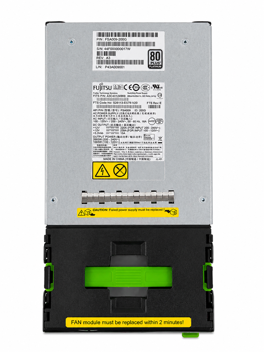 Fujitsu Primergy BX900 S2 2685W Hot Plug PSU Power Supply A3C40124969