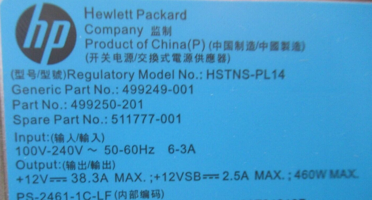 50 x HP 503296-B21 511777-001 499250-001 460W HE Hot-Plug PSU G6 G7