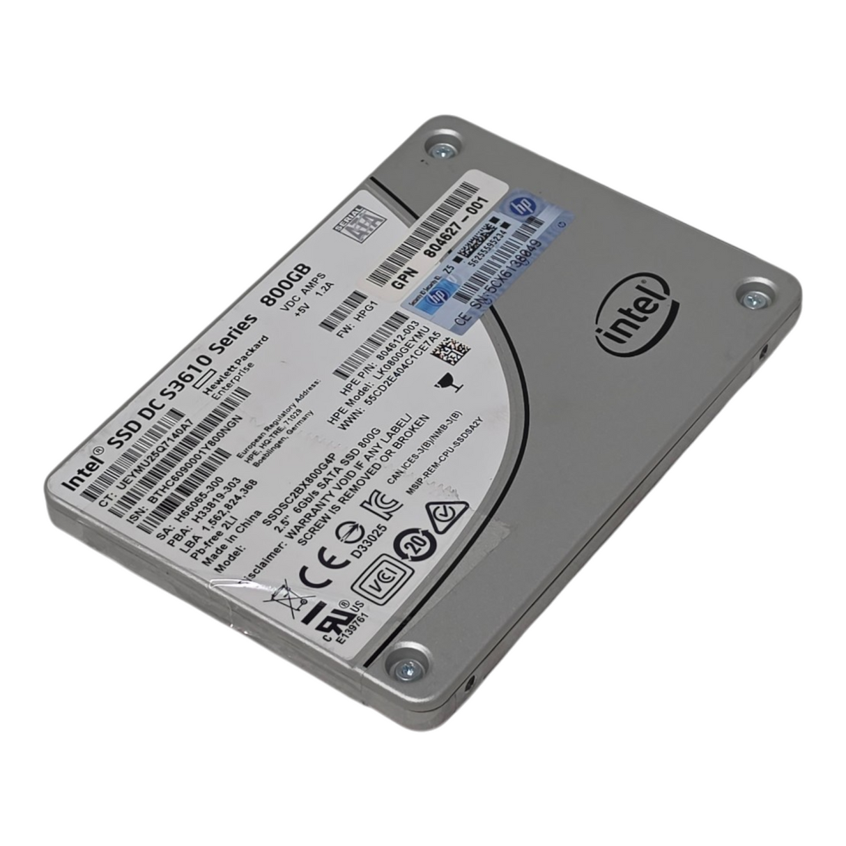 HPE 800GB SATA 6G MU eMLC 2.5" SFF SSD 804625-B21 805381-001