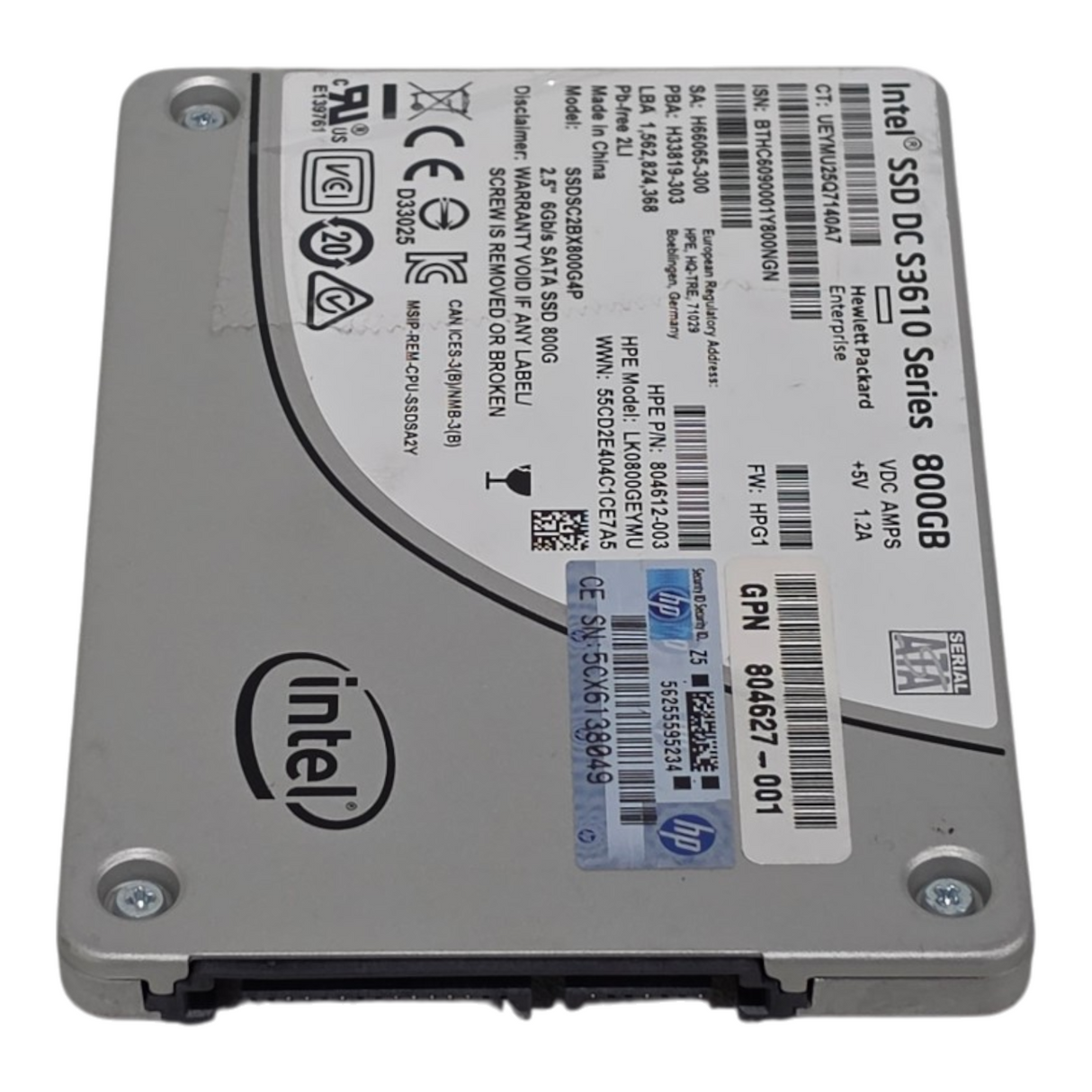 HPE 800GB SATA 6G MU eMLC 2.5" SFF SSD 804625-B21 805381-001