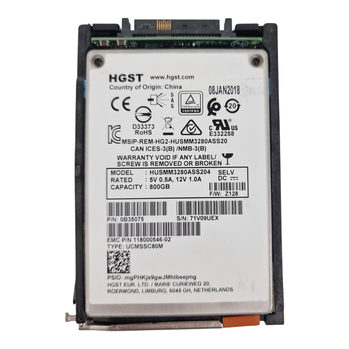 EMC Unity 800GB SAS 12G 2.5" Mixed Use SSD Solid State Drive 005052256