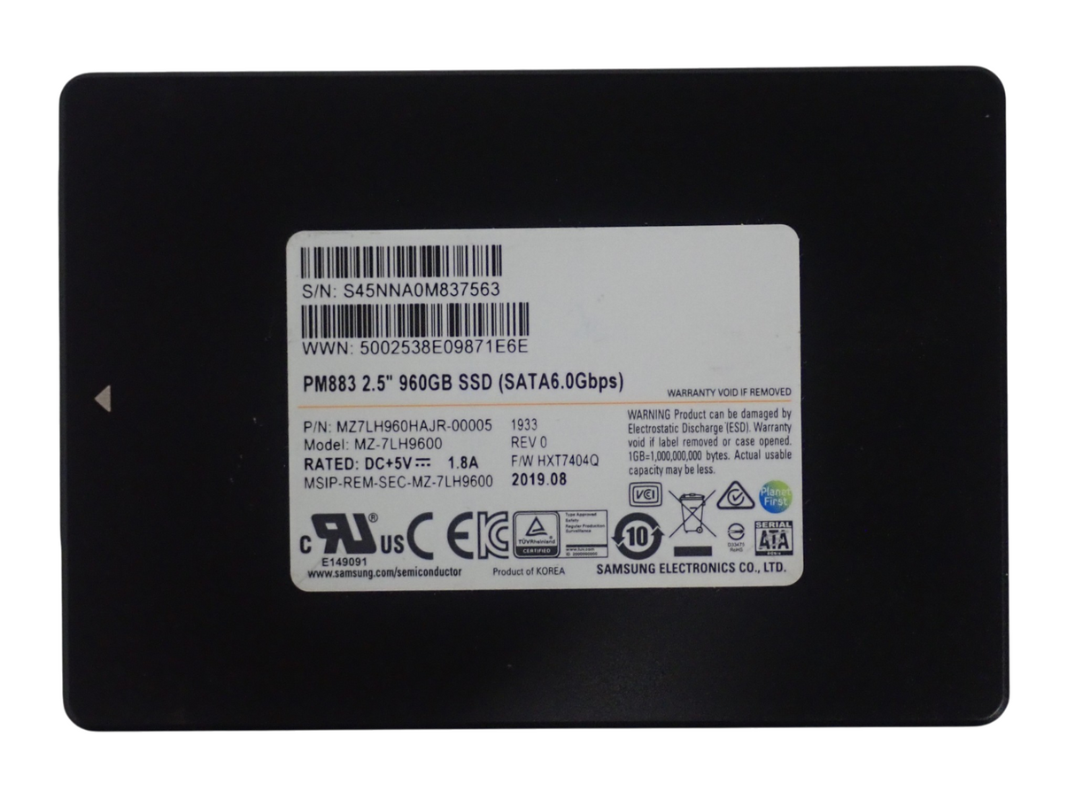 Samsung PM883 960GB SATA 6Gb/s 2.5" TLC SSD Solid State Drive MZ7LH960HAJR-00005