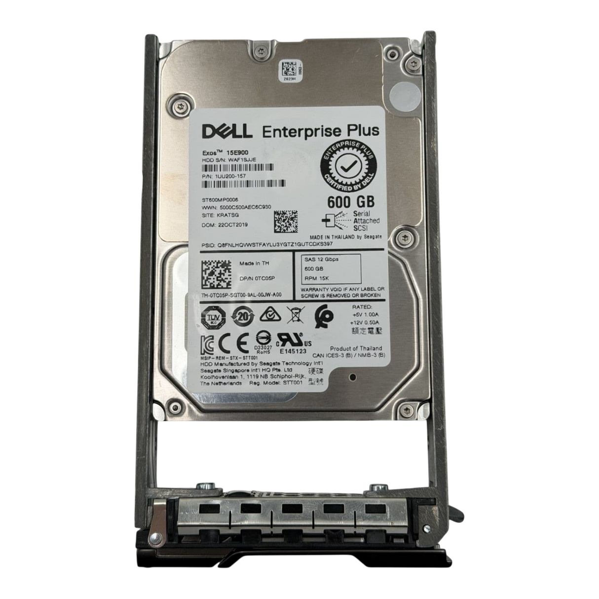 Dell Compellent 600GB 15K 12G SAS 2.5" SFF Hot-Plug HDD TC05P In Caddy