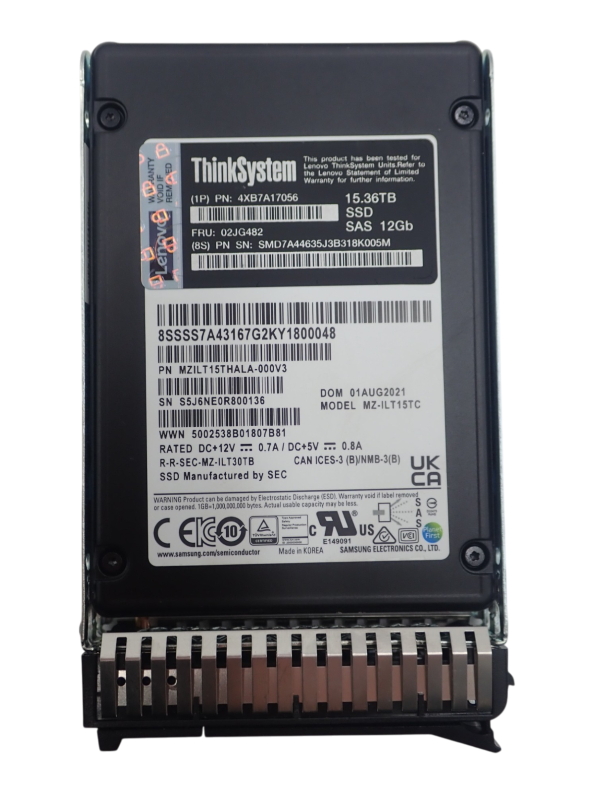 Lenovo ThinkSystem 15.36TB SAS 12G RI TLC 2.5" Enterprise SSD MZ-ILT15TC 02JG482