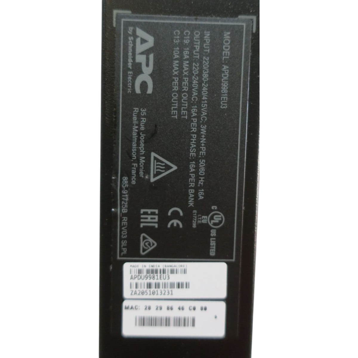 APC APDU9981EU3 16A 230V 0U 21x C13 3x C19 Smart Switched Rack Power Strip PDU