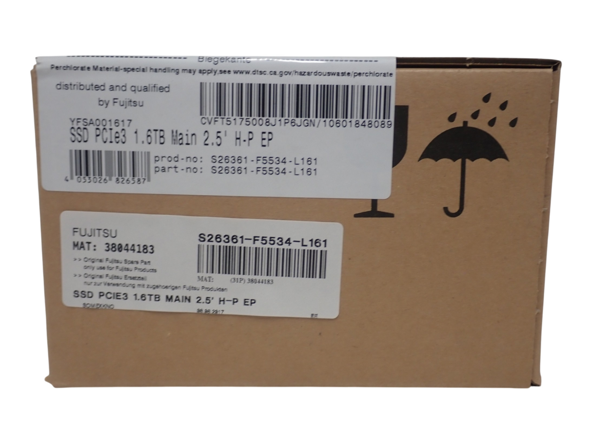 NEW Fujitsu 1.6TB PCIE3 x4 U.2 Mainstream Mixed-Use 2.5" SSD S26361-F5534-L161