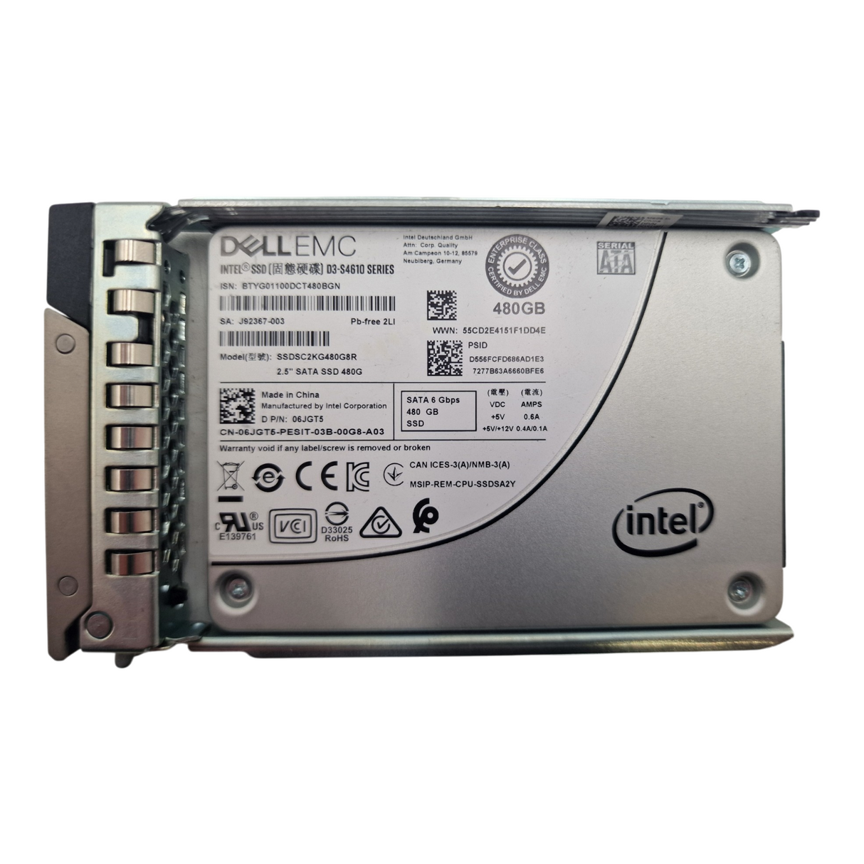 Dell EMC 480GB 6G SATA 2.5" SFF Mixed Use Solid State Drive SSD 6JGT5