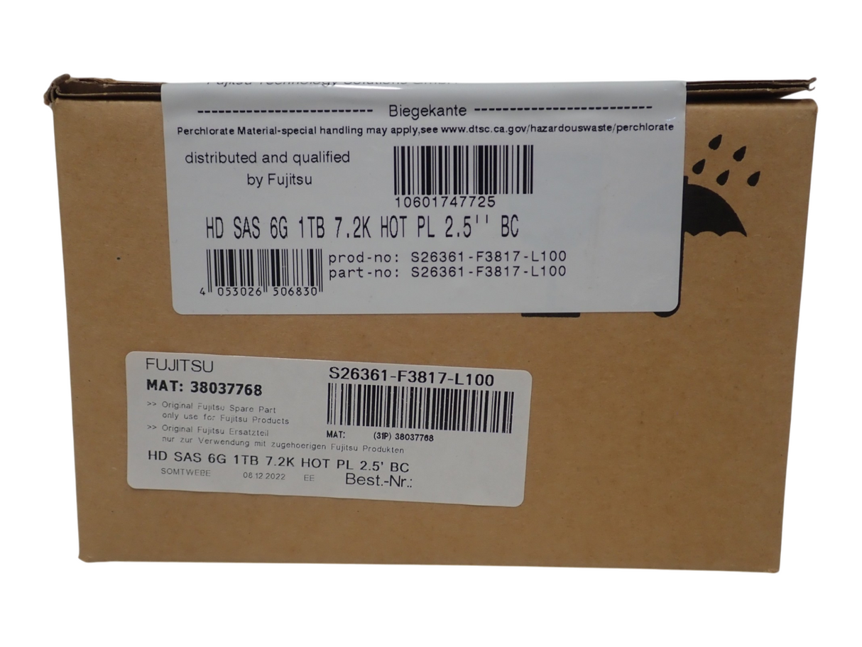 NEW Fujitsu 1TB SAS 6G 7.2k 2.5" Hot-Plug HDD Hard Drive S26361-F3817-L100