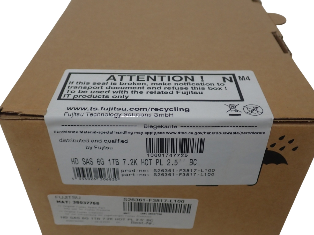 NEW Fujitsu 1TB SAS 6G 7.2k 2.5" Hot-Plug HDD Hard Drive S26361-F3817-L100