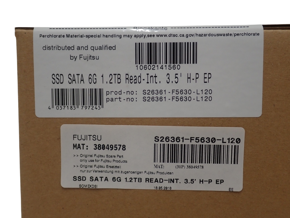 NEW Fujitsu 1.2 TB SATA 6G RI 2.5" Hot-Plug SSD in 3.5" Caddy S26361-F5630-L120
