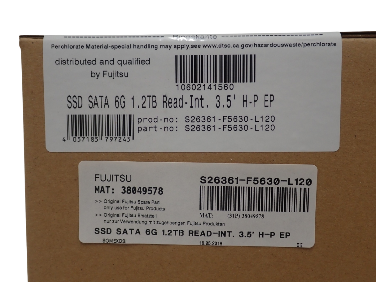 NEW Fujitsu 1.2 TB SATA 6G RI 2.5" Hot-Plug SSD in 3.5" Caddy S26361-F5630-L120