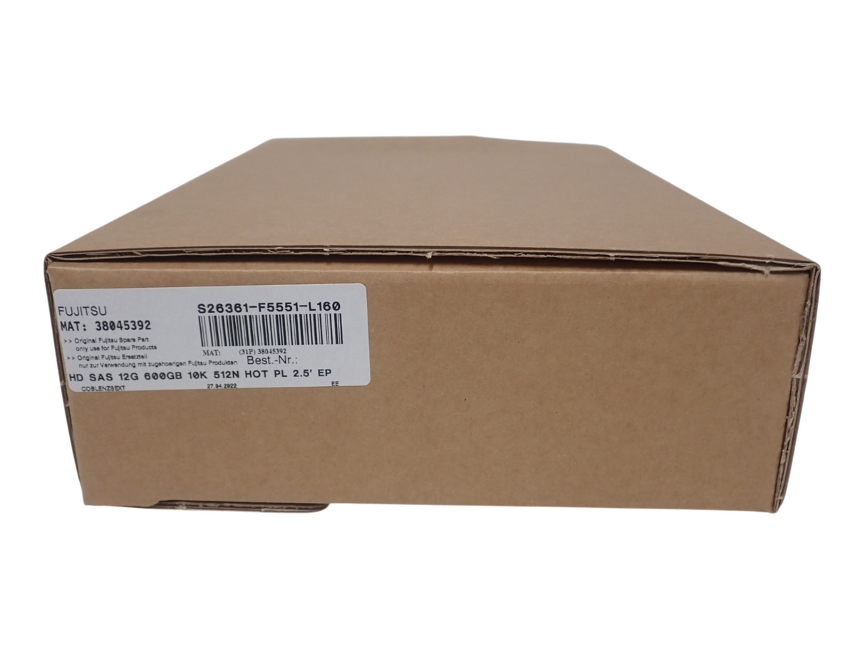 NEW Fujitsu 600 GB SAS 12G 10k 2.5" Hot-Plug HDD Hard Drive S26361-F5551-L160