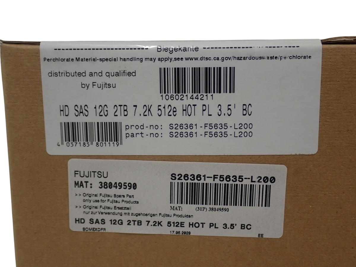 NEW Fujitsu 2TB SAS 12G 7.2k 521e 3.5" Hot-Plug HDD Hard Drive S26361-F5635-L200
