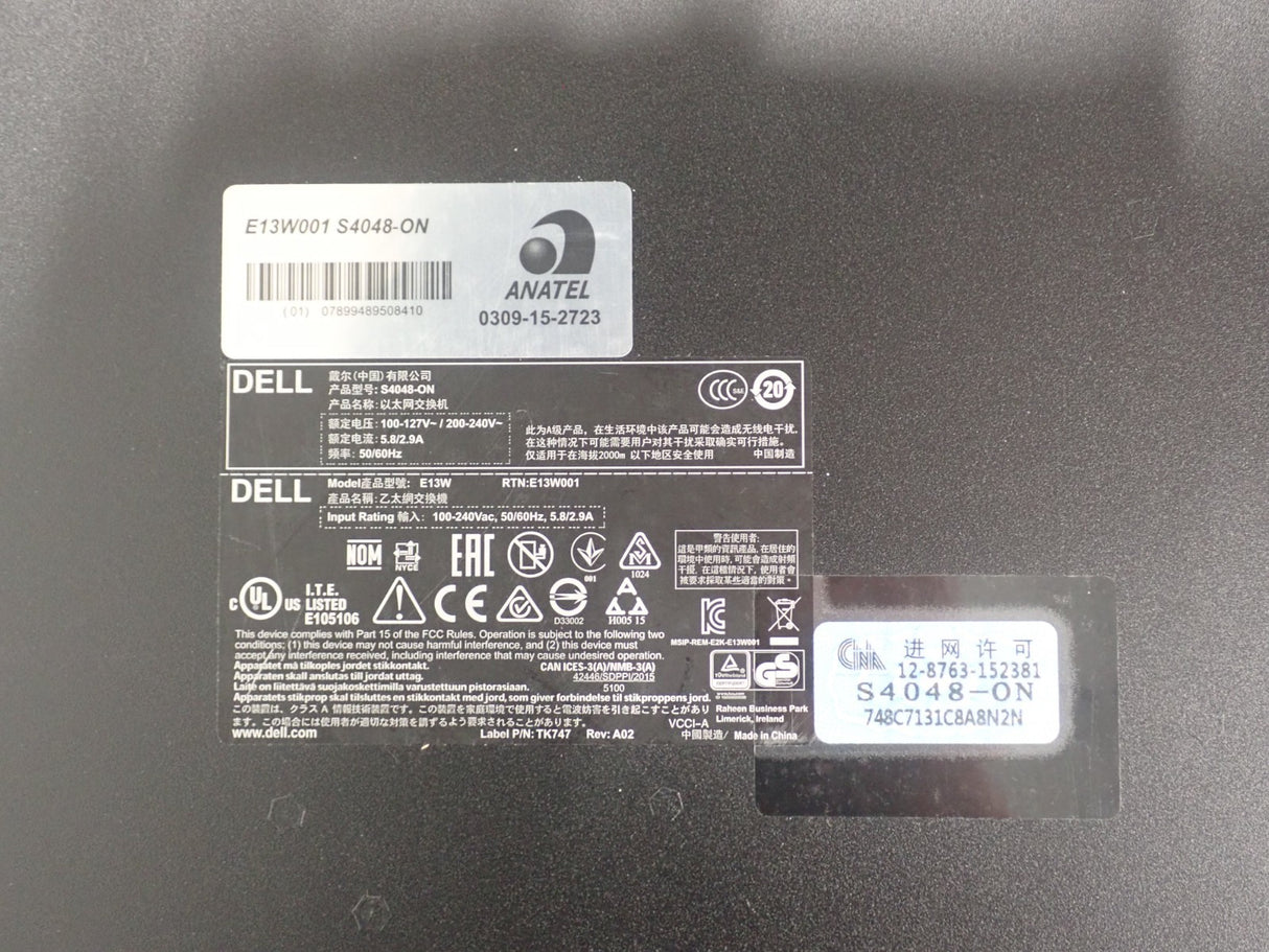 Dell EMC S4048-ON Normal Airflow 48x 10Gb SFP+ 6x 40Gb QSFP+ Port L3 Switch OS9