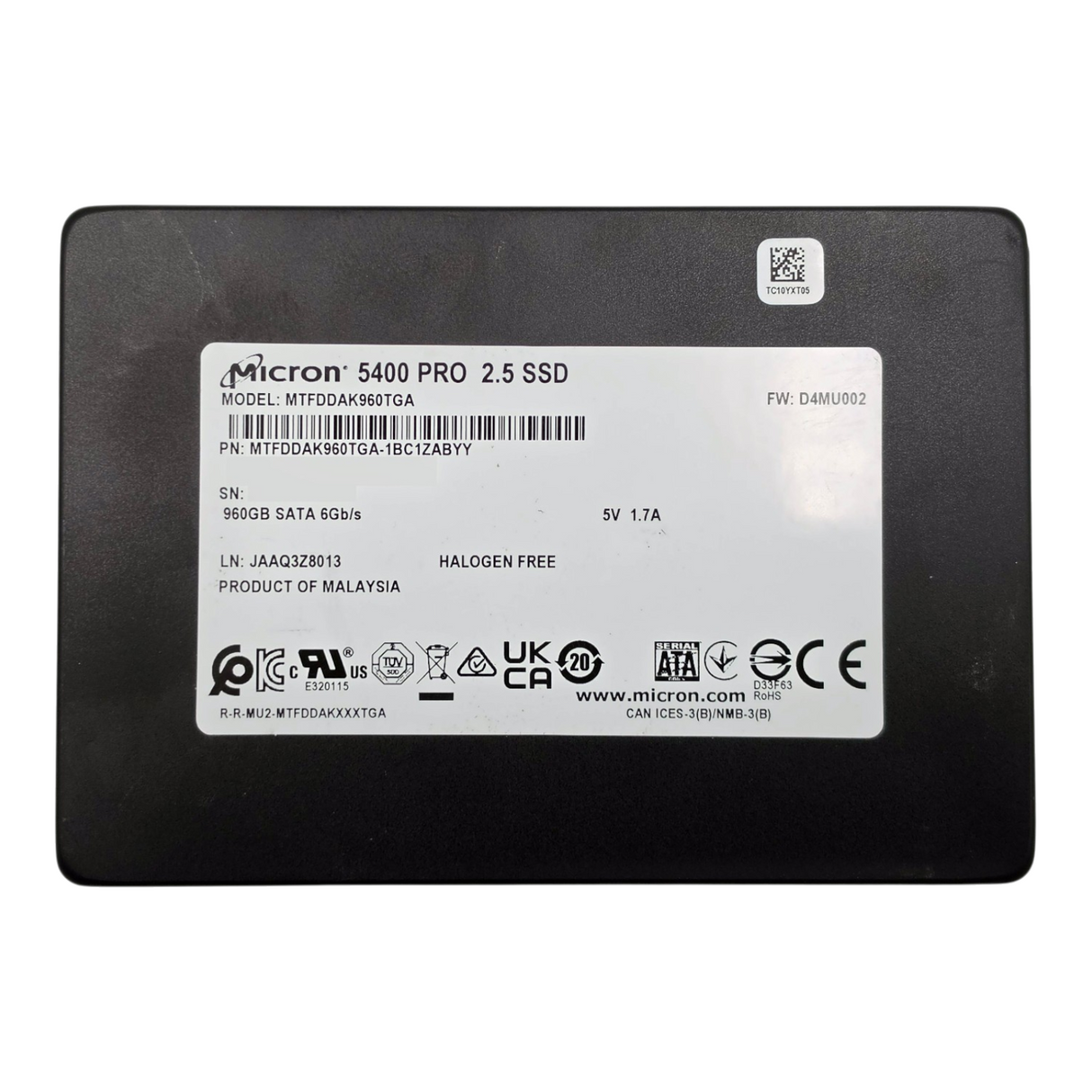 Micron 960GB SATA 6GB 2.5" TLC MU SSD Solid State Drive MTFDDAK960TGA-1BC1ZABYY
