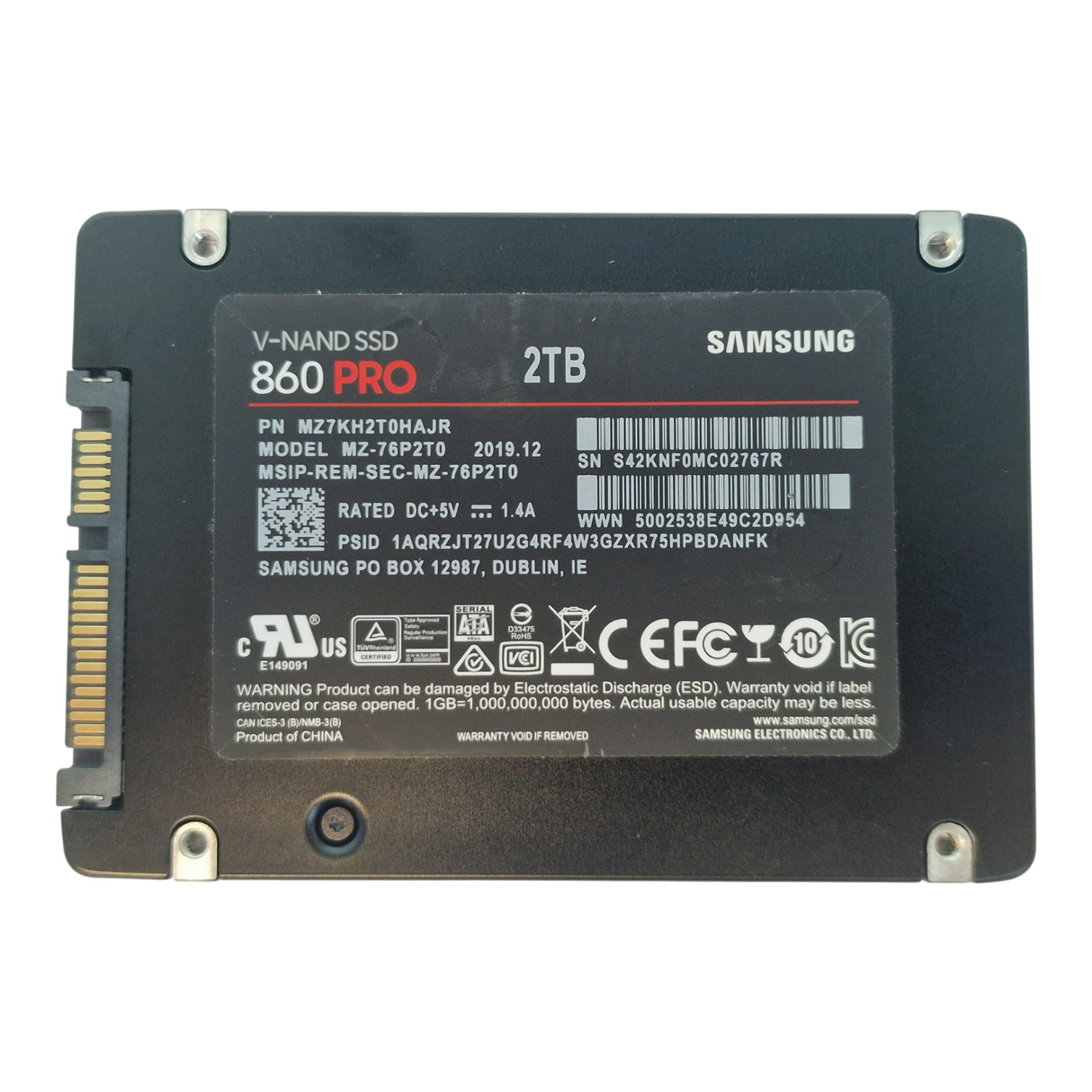 Samsung 2TB SATA 6G Mixed Used 2.5" SFF Solid State Drive SSD MZ7KH2T0HAJR